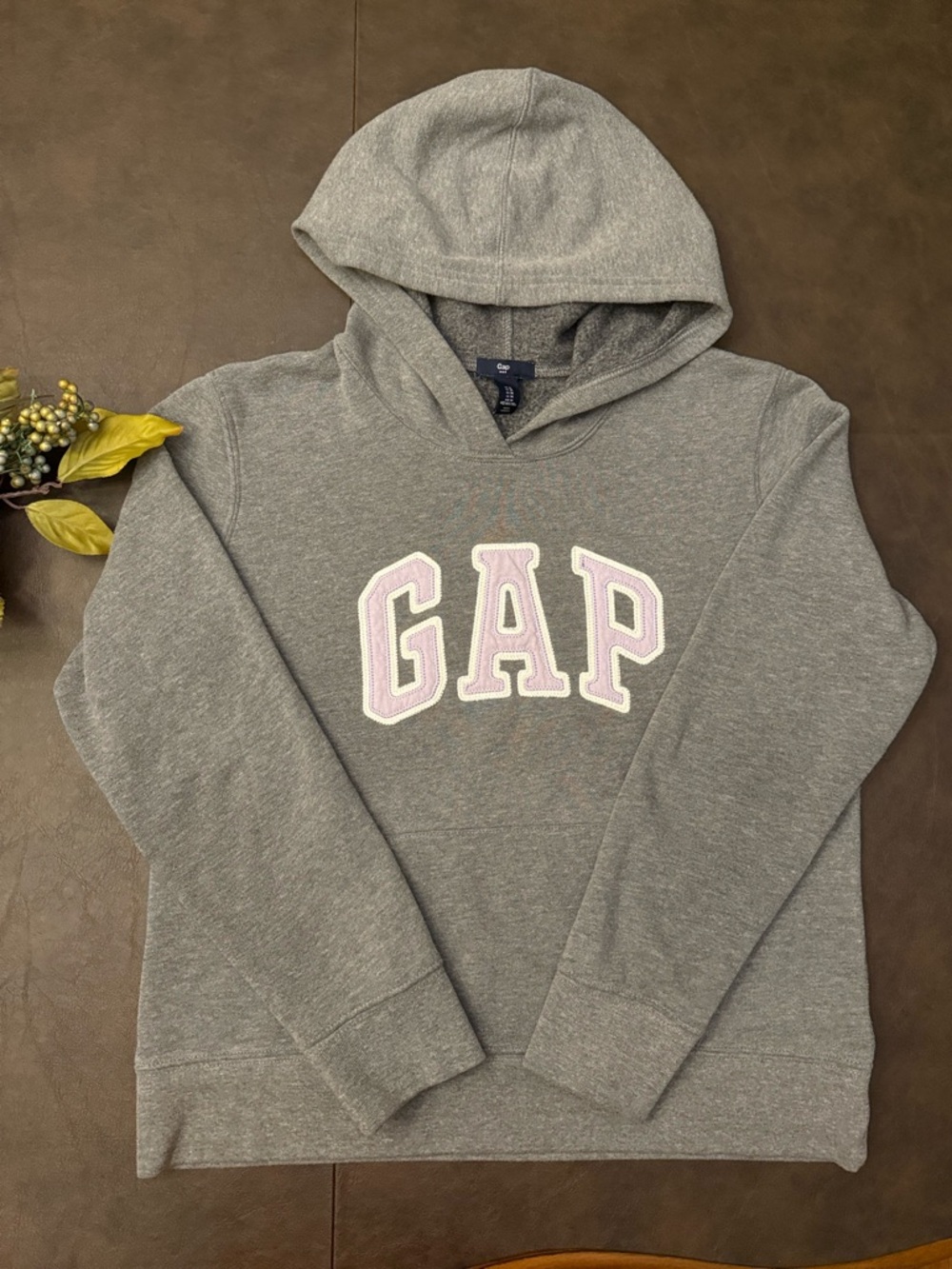 GAP Vintage Y2K Women’s Dark Gray and Lilac Purple Hooded Pullover Sweatshirt; M - Picture 2 of 10